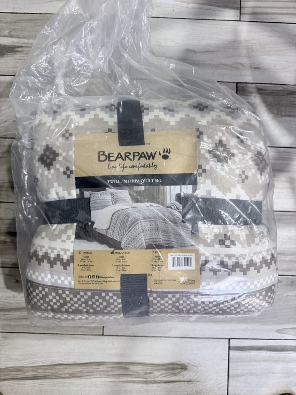Bearpaw Twill Sherpa Comforter Set Queen/Full-Size New Faire Isle Inspire